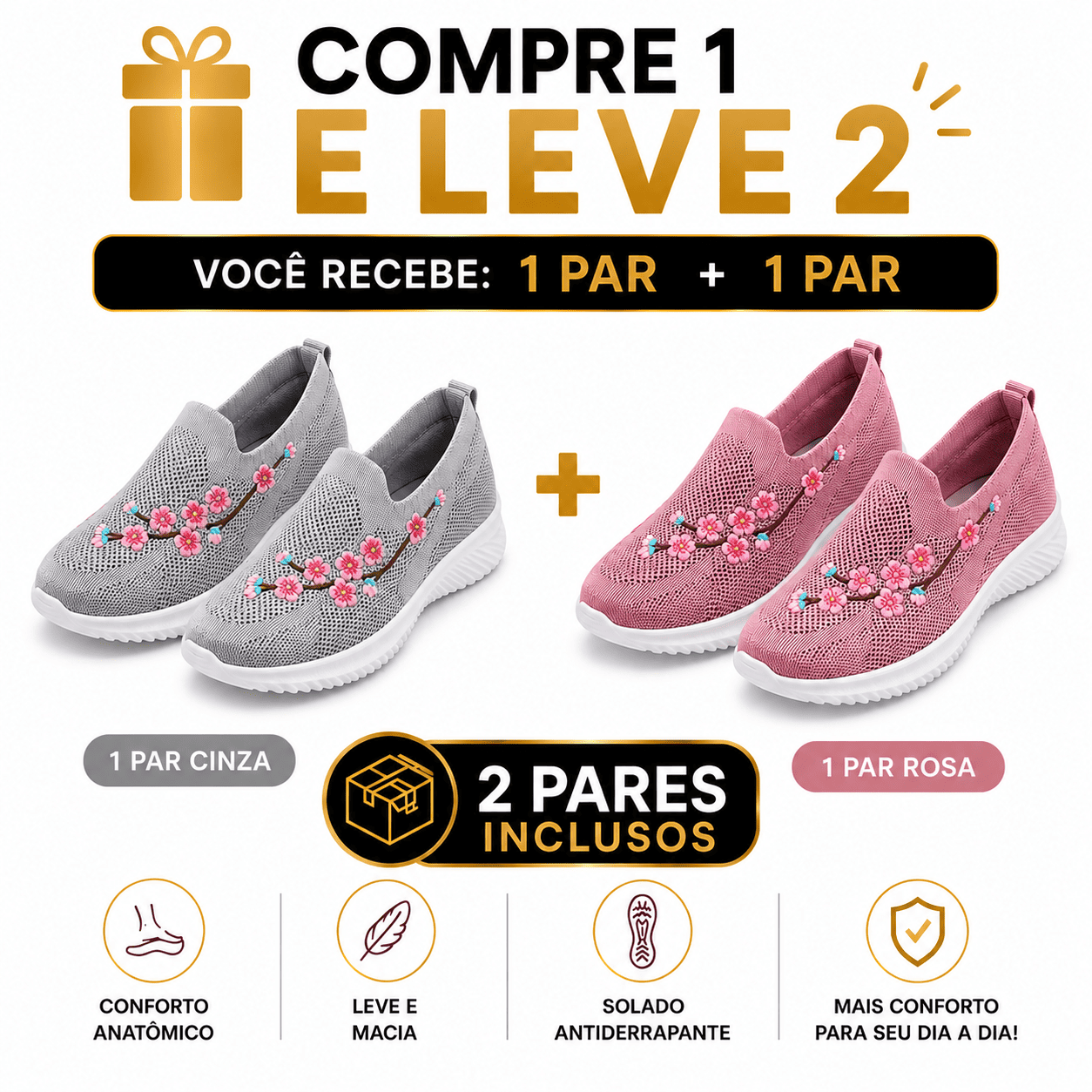 Tênis Regia Comfort+ — Compre 1 e Leve 2