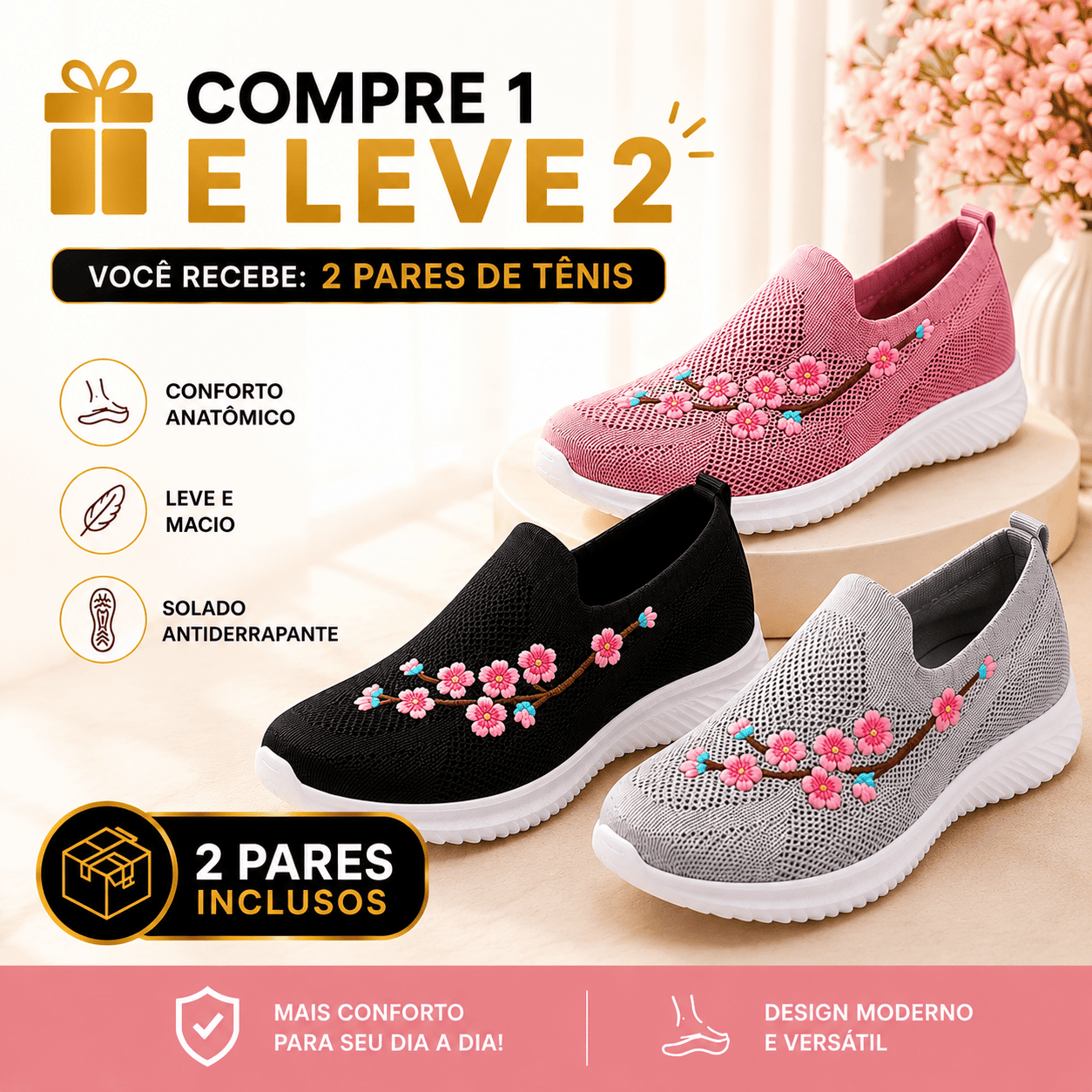 Tênis Regia Comfort+ — Compre 1 e Leve 2