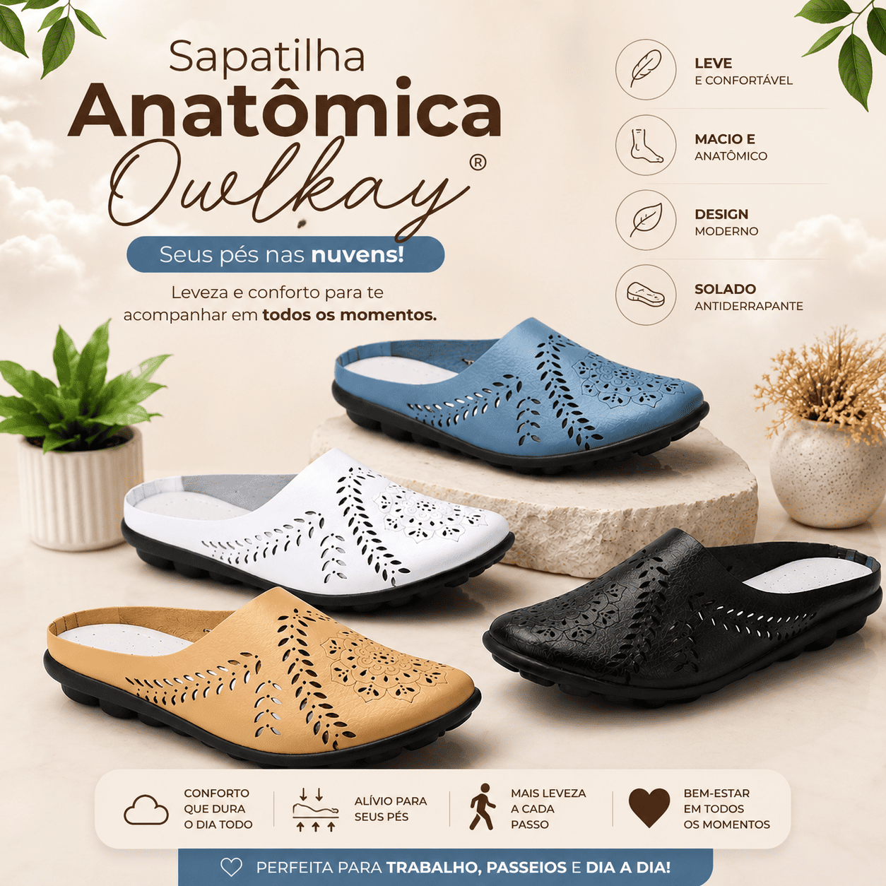 Sapatilha Anatômica Owlkay® - Seus pés nas nuvens!