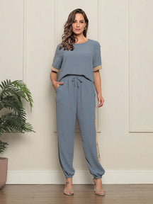 Conjunto Feminino Calça e Blusa Confortável com Elástico