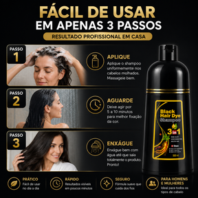 [COMPRE 1 LEVE 2] Shampoo Black Hair Dye 3 em 1 (Dura até 6 meses)