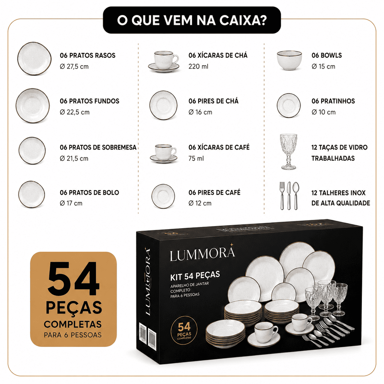 Aparelho de Jantar, Chá e Café 54 Peças
