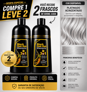 [COMPRE 1 LEVE 2] Shampoo Black Hair Dye 3 em 1 (Dura até 6 meses)