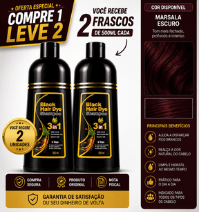 [COMPRE 1 LEVE 2] Shampoo Black Hair Dye 3 em 1 (Dura até 6 meses)