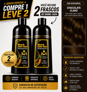 [COMPRE 1 LEVE 2] Shampoo Black Hair Dye 3 em 1 (Dura até 6 meses)