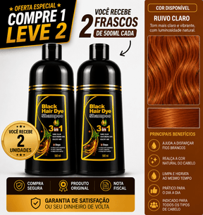 [COMPRE 1 LEVE 2] Shampoo Black Hair Dye 3 em 1 (Dura até 6 meses)