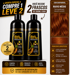 [COMPRE 1 LEVE 2] Shampoo Black Hair Dye 3 em 1 (Dura até 6 meses)