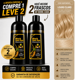 [COMPRE 1 LEVE 2] Shampoo Black Hair Dye 3 em 1 (Dura até 6 meses)