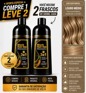 [COMPRE 1 LEVE 2] Shampoo Black Hair Dye 3 em 1 (Dura até 6 meses)