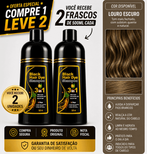 [COMPRE 1 LEVE 2] Shampoo Black Hair Dye 3 em 1 (Dura até 6 meses)