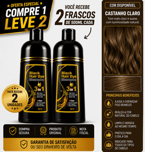 [COMPRE 1 LEVE 2] Shampoo Black Hair Dye 3 em 1 (Dura até 6 meses)