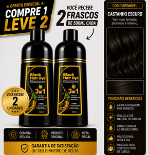 [COMPRE 1 LEVE 2] Shampoo Black Hair Dye 3 em 1 (Dura até 6 meses)
