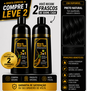 [COMPRE 1 LEVE 2] Shampoo Black Hair Dye 3 em 1 (Dura até 6 meses)
