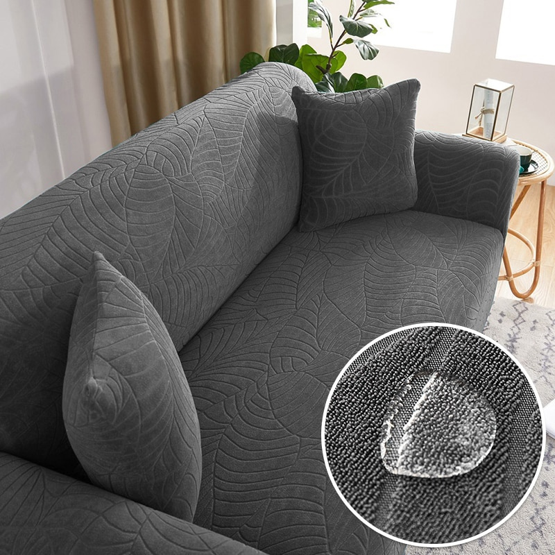 Capa de Sofá Jacquard Impermeável com Padrão de Folhas Flora