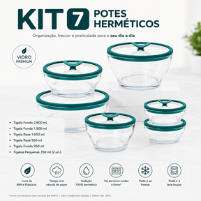 Kit 7 Potes Herméticos de Vidro Premium