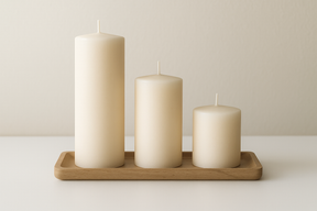 Kit 3 Velas Decorativas com Bandeja de Madeira